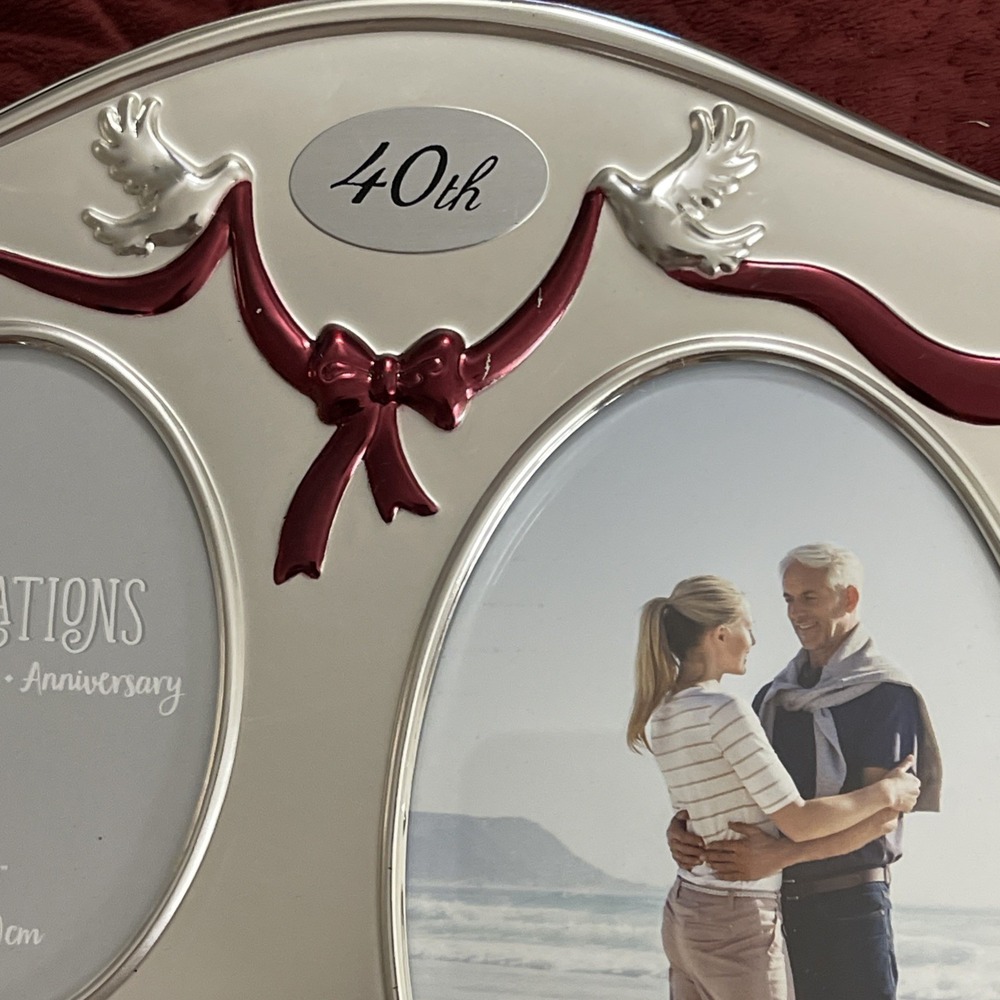 Juliana Two Tone Silver Plated Wedding Anniversary Photo Frame - 40th Ruby‎ Anni - Picture 5 of 8
